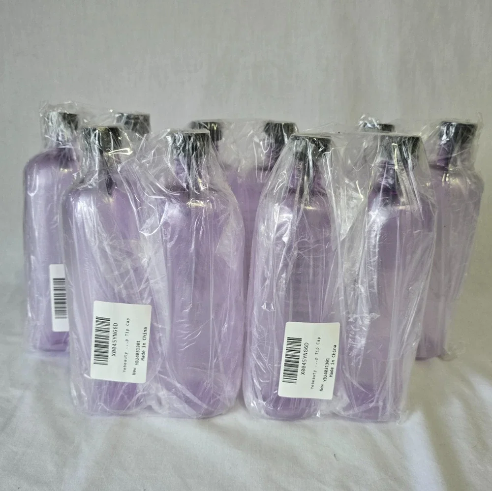 Yebeauty Hair Color Bottle 16.9 oz Clear Purple Twist On Top Tip Cap 10ct New